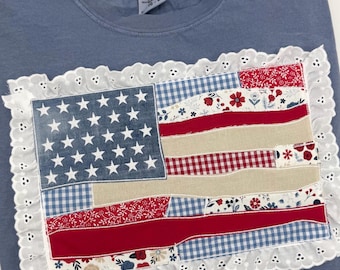 Old Glory Patchwork Flag Appliqué Design for Machine Embroidery