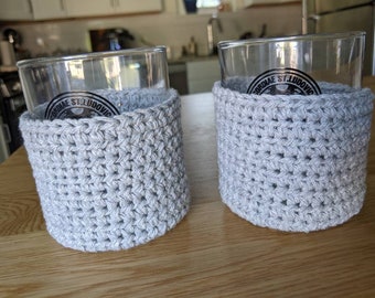 Whisky Glass Cozy / Drink Cozy / Tumbler Cozy / Lowball Glass Sleeve / 100% Cotton / Set of 2 / 2 size options
