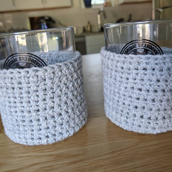 Whisky Glass Cozy / Drink Cozy / Tumbler Cozy / Lowball Glass Sleeve / 100% Cotton / Set of 2 / 2 size options