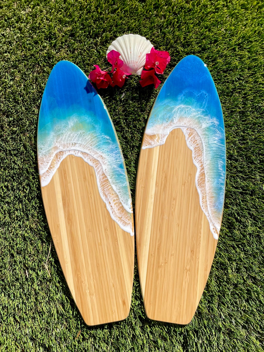 Translucent Surfboard Glow in the Dark Resin Ocean Surfboard Charcuterie Board - Coastal Home ...