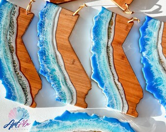California state Resin Ocean Charcuterie/cheese board-ocean art-wall decor-serve board-home decor-functional art -kitchen decor