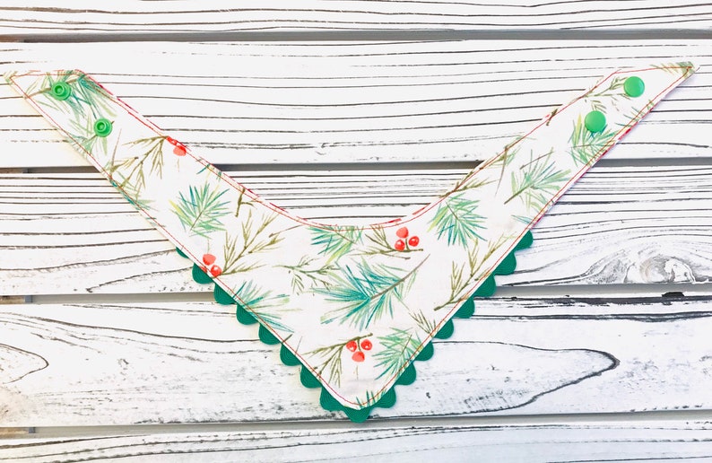 Christmas Dog Bandana-Reversible Dog Bandana-Double Sided-Snap Dog Bandana-Personalized Bandana-Size XS-Small-Medium-Large-XL-Snap Bandana