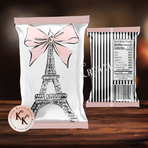 PINK CHIP BAG Shades of Pink Glitter Birthday Printable Chip Etsy