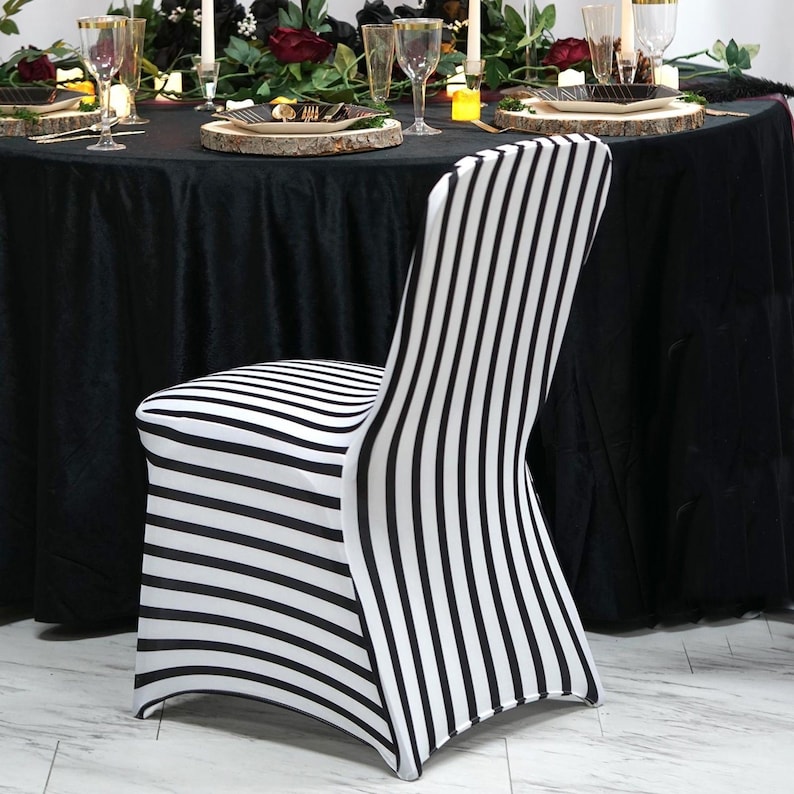 Wholesale Party Chair Covers BlackWhite Striped Stretch Banquet Chair Covers