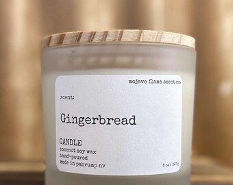 Vela de 8 oz con aroma a pan de jengibre / Vela artesanal de coco y soja / Vela aromática