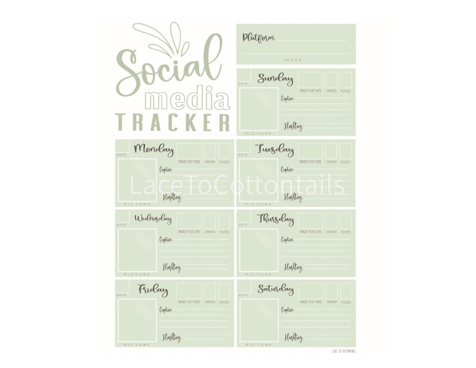 Social Media Tracker Digital Download Printable PDF | Etsy