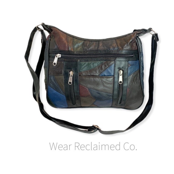 80s Patchwork Soft Vegan Faux Leather Cross Body B