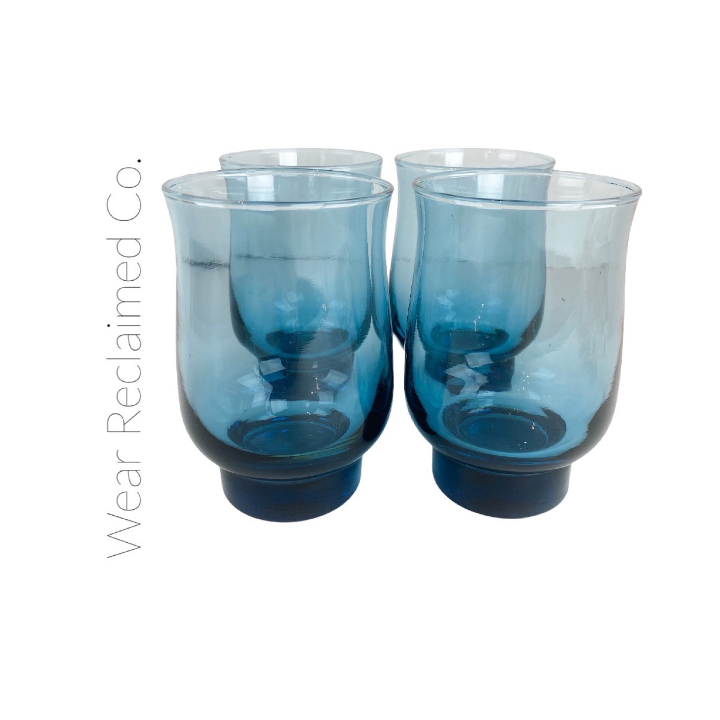 Vintage Teal Blue Glasses Aqua Blue Glassware Drinking Glasses Etsy