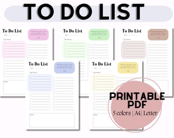 To Do List A4 Printable Instant Download PDF Digital Planner Rainbow - Etsy
