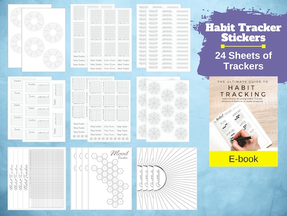 Habit Tracker Stickers: 24 Sheets for Water, Sleep, Mood, Gratitude