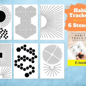 Habit Tracker Stencils - x6 Full-page A5 Habit Tracker Templates | Circle Trackers, Gratitude, Monthly Trackers, Weekly Trackerss