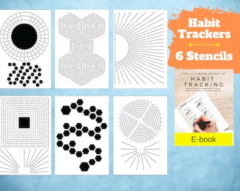 Habit Tracker Stencils - x6 Full-page A5 Habit Tracker Templates | Circle Trackers, Gratitude, Monthly Trackers, Weekly Trackerss