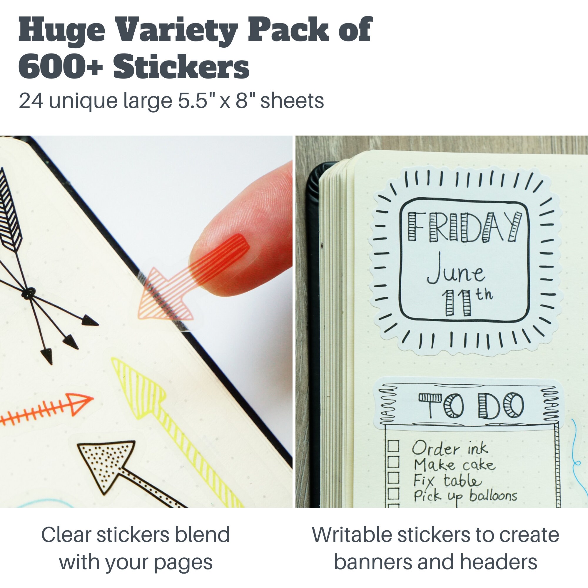 Ultimate Design Stickers Set (24 Sheets) - Great Value Pack - Clear ...