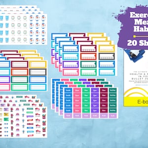 Health & Fitness Planner Stickers Set - 580+ Custom-Designed Journal Stickers, Health, Exercise, Weight Tracking and Meal Planning