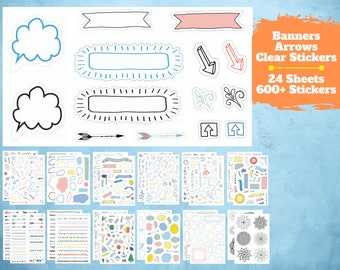 Ultimate Design Stickers Set (24 Sheets) - Great Value Pack - Clear Stickers, Writable Banners, Arrows, Colorable Mandalas