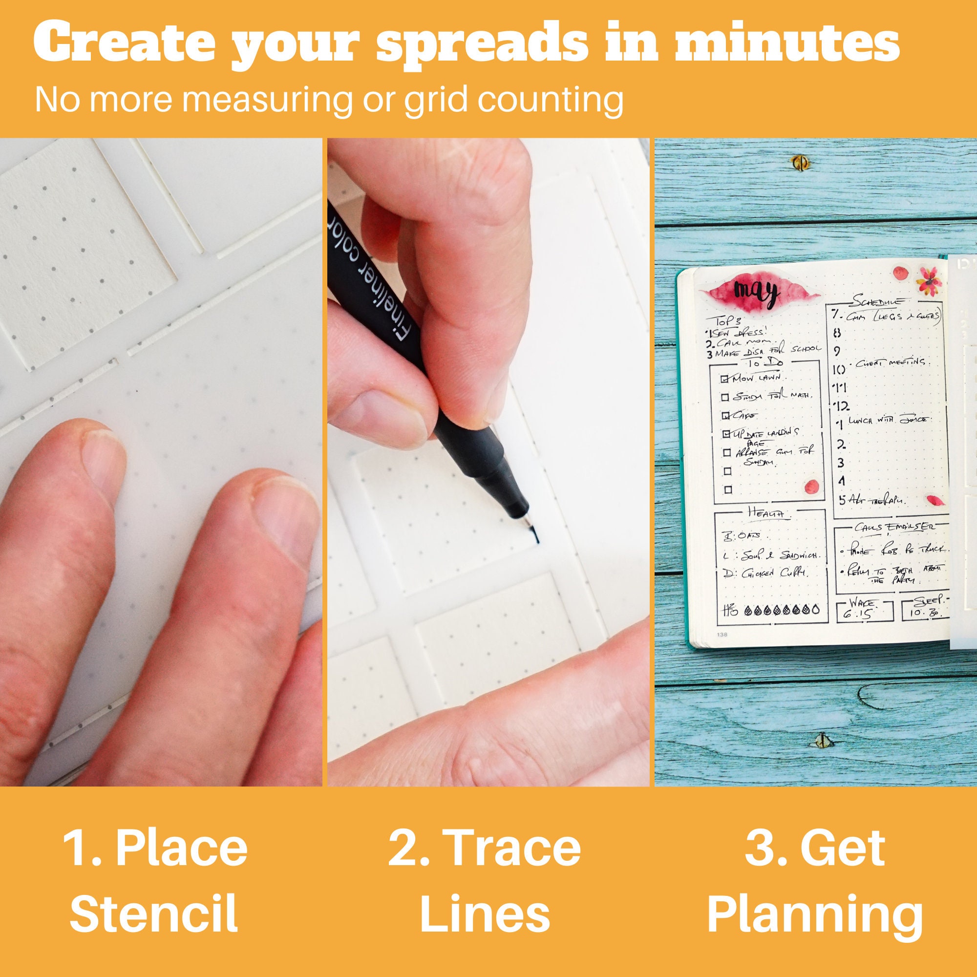 Speedy Spreads Journal Stencils - All Layouts Bundle (24 Stencils) - A5 Planner Layouts for Weekly or Monthly Bullet Journal Spreads