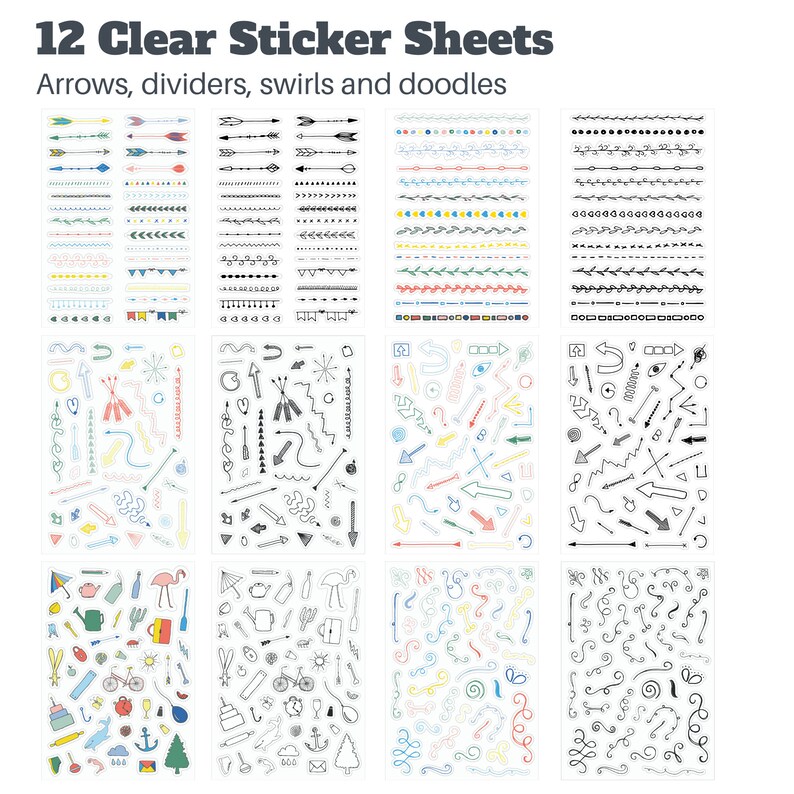 Ultimate Design Stickers Set (24 Sheets) - Great Value Pack - Clear ...