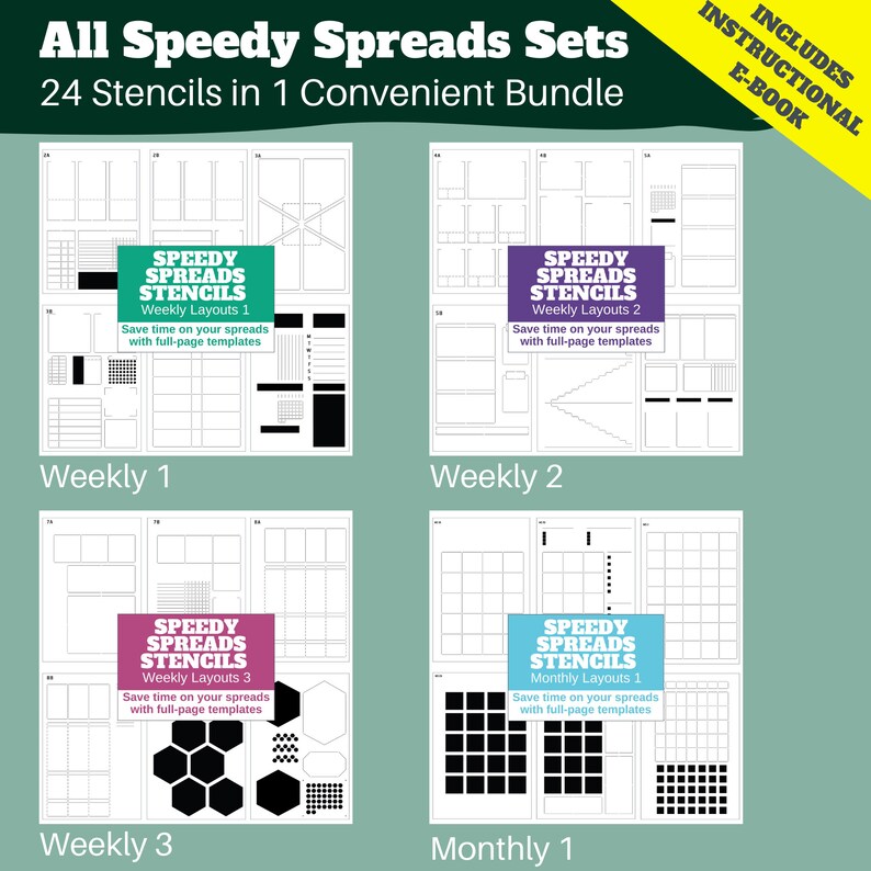Speedy Spreads Journal Stencils all Layouts Bundle X24 Etsy