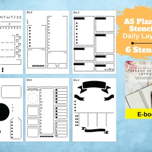 Speedy Spreads Journal Stencils (Daily Layouts) - x7 Day Planner Stencils for A5 Dot Grid Journal Planners