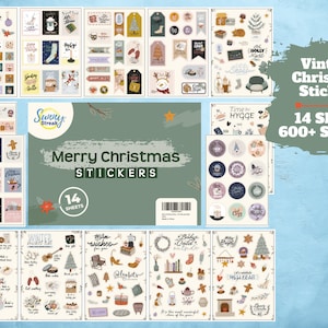 Merry Christmas Stickers - 14 Sheets of Seasonal Winter, Hygge and Holiday Planner Stickers for Journaling, Scrapbooking and Crafting.