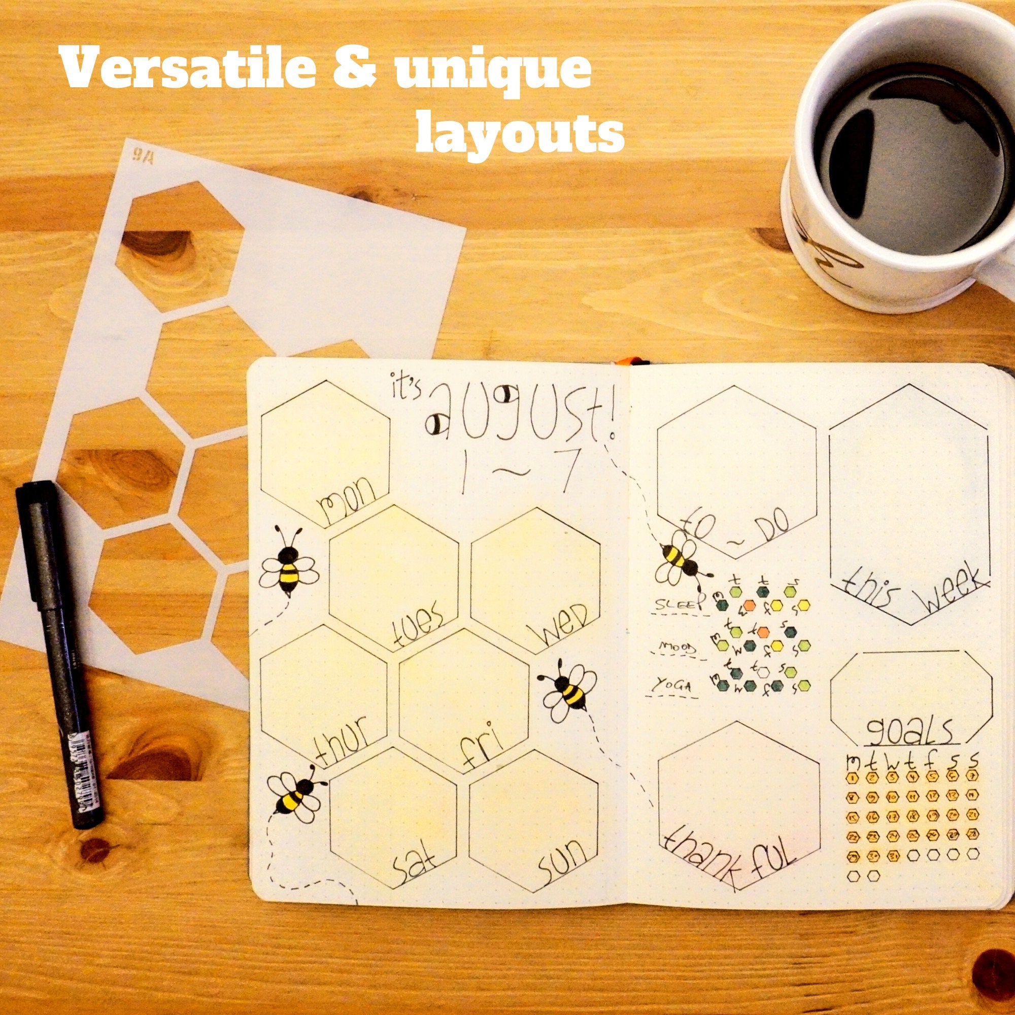 Speedy Spreads Journal Stencils (Weekly Layouts #3) - x6 Stencils for A5  Bullet Dot Grid Journal Notebook, Save Time on Full-Page Layouts, DIY  Planner