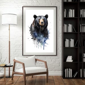 Bear Art | Bear Print | Black Bear | Wall Art | Wildlife | Woodland Creature | Digital Print | Digital Download | Wall Decor | Minimalist
