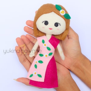 PDF Felt Sewing Pattern Princess Doll Cute Girl Toy Ornaments Nursery Décor - Lady Ranggawuni