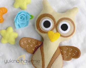 Woodland Felt Owl PDF Pattern, Hand Sew Felt Animals, Kid Craft, Felt Ornaments, Nursery Décor, Felt Sewing for Beginner