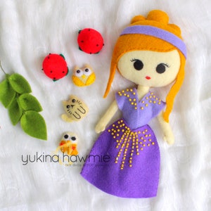 PDF Felt Sewing Pattern Princess Doll Cute Girl Toy Ornaments Nursery Décor - Lady Anindita