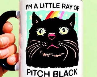 Black Cat Mug Large Funny Coffee Cup Gift Sassy Cat Lover Pet Owner Unhinged Feline Mug Cute Cat Mom Mug Cat Dad Meme Ironic Humor Sarcastic