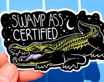 Funny Gator Sticker Alligator Hard Hat Swamp Puppy Florida Louisiana Car Decal Truck Meme Sarcastic Outdoor Worker Lineman Construction Gift
