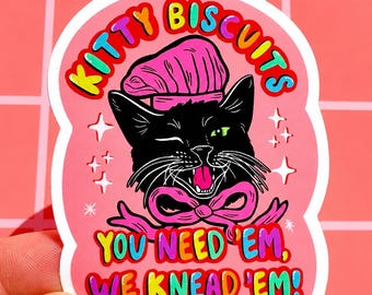 Black Cat Sticker Meme Funny Decal Cat Themed Gift Unhinged Humor GenZ Weird Sticker Laptop Water Bottle Hilarious Present Roommate College
