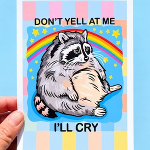 Funny Raccoon Art Sarcastic Wall Decor Office Cubicle Humor Print Ironic Gift Coworker Work Bestie Small Gift Idea Funny Quote Workplace Art