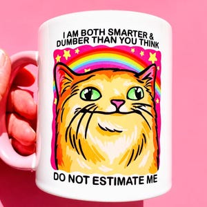Funny Cat Mug Ironic Humor ADHD Gift Idea Quirky Orange Cat Stuff Weird Mug Meme Coffee Cup Mental Health Humor Sarcastic Gift Cat Lover