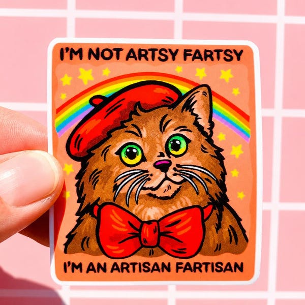 Artist Sticker Crafter Decal for Creative Gift for Art Teacher Humor Craft Lover Gift for Art Student Funny Cat Sticker Sketchbook Decor