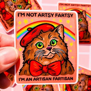 Artist Sticker Crafter Decal for Creative Gift for Art Teacher Humor Craft Lover Gift for Art Student Funny Cat Sticker Sketchbook Decor