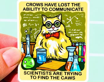 Funny Cat Sticker Science Lover Sticker Gift for Scientist Biology Teacher Gift Cheesy Gift Ideas Dad Goofy Water Bottle Decor Nerd Humor