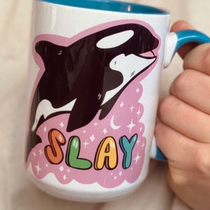 Killer Whale Mug Funny Orca Coffee Cup Unhinged Mug Meme Humor Sarcastic Gen Z Funny Gift for Roommate Quirky Mug Large Sink the Rich Cute