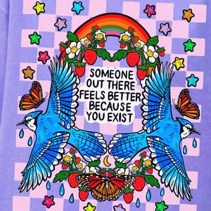Bluejay Bird Shirt Strawberry Tshirt Monarch Butterfly Tee Mental Health Gift Social Worker Women Earth Day Shirt Granola Girl Aesthetic Her