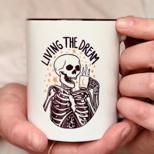 Skeleton Mug Funny Gift Coffee Cup Dead Inside Coworker Work Bestie Present Hate Job Meme Skull Mug Him Her Men Women Gift Unhinged Weird