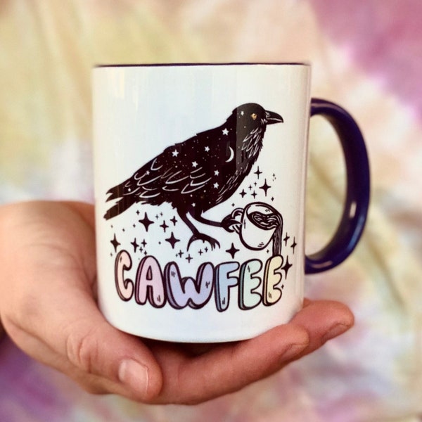 Punny Crow Mug Raven Coffee Cup Crow Themed Gift Coffee Humor Ironic Humor Tea Mug Unhinged Weird Present Sarcastic Witchy Quirky Her Him