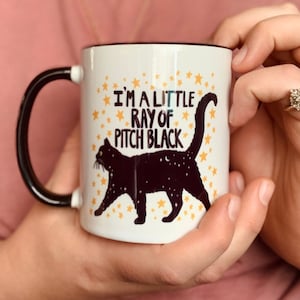 Black Cat Mug Large Funny Coffee Cup Gift Sassy Cat Lover Pet Owner Unhinged Feline Mug Cute Cat Mom Mug Cat Dad Meme Ironic Humor Sarcastic