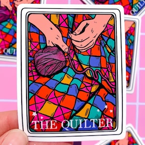 Pegatina de acolchado, calcomanía de acolchado, regalo para amantes del acolchado, calcomanía de tarot, regalo artesanal para artesanos, accesorio, regalo de costura, calcomanía para mujeres, pasatiempo, costura