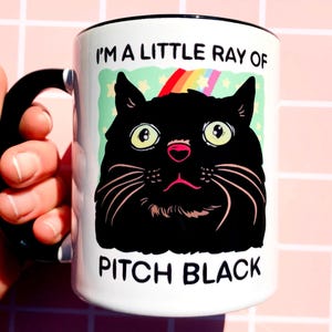 Schwarze Katze Tasse groß Lustige Kaffeetasse Geschenk Frecher Katzenliebhaber Haustier Besitzer Unhinged Feline Tasse Niedliche Katze Mama Tasse Katze Papa Meme Ironischer Humor sarkastisch