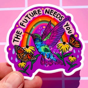 Hummingbird Sticker Resist Decal Mental Health Feminist Decal Anxiety Quotes About Life Positivity Gift Social Worker Aesthetic Water Bottle