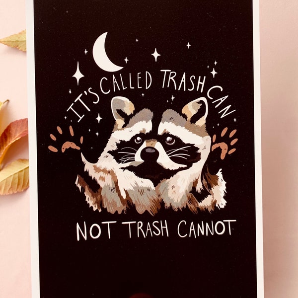 Raccoon Art Print Trash Panda Postcard Art Funny Quirky Gift Motivational Quote Unhinged Office Decor Hilarious Wall Art Weird Quirky Decor