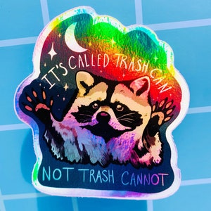 Holographic Raccoon Sticker Funny Motivation Unhinged Panda Trash Can Decal Meme Humor Sarcastic Gift Weird Kindle Macbook Mirror Hard Hat
