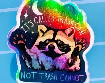Holographic Raccoon Sticker Funny Motivation Unhinged Panda Trash Can Decal Meme Humor Sarcastic Gift Weird Kindle Macbook Mirror Hard Hat