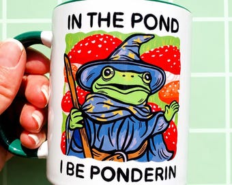 Funny Frog Mug Mushroom Cup Wizard Coffee Cup Hilarious Magic Themed Gift Fantasy Lover Mug Nerdy Humor Mug Nerd Boyfriend Gift Gamer Mug