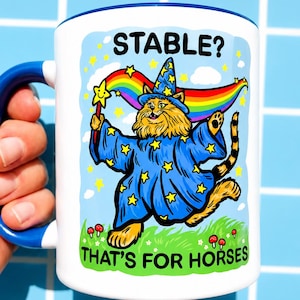 Funny Cat Mug ADHD Gift Idea Quirky Home Decor Dopamine Stuff Weird Mug Goblincore Coffee Cup Mental Health Humor Sarcastic Gift Rainbow Mug